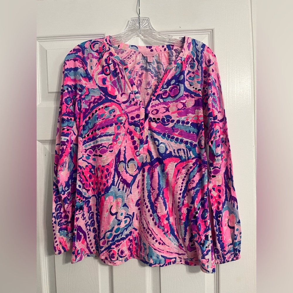 Lilly Pulitzer Meg Long Sleeve Top in Colony Coral Size XS